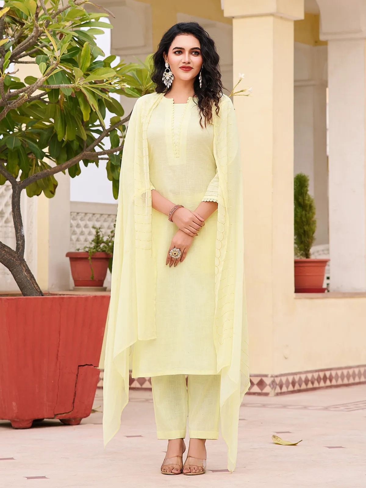 Dhruvi 437 Linen Kurti Pant And Dupatta Collection