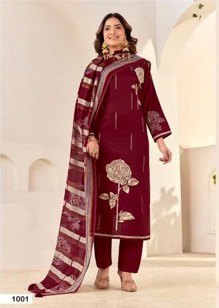 Mumtaz Arts Samriddhi Viscose Jam Discharge Printed Dress Material