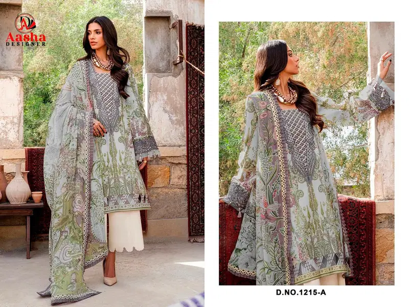 Aasha 1215 A And B Cotton Dupatta Cotton Printed Patch Embroidery Salwar Kameez
