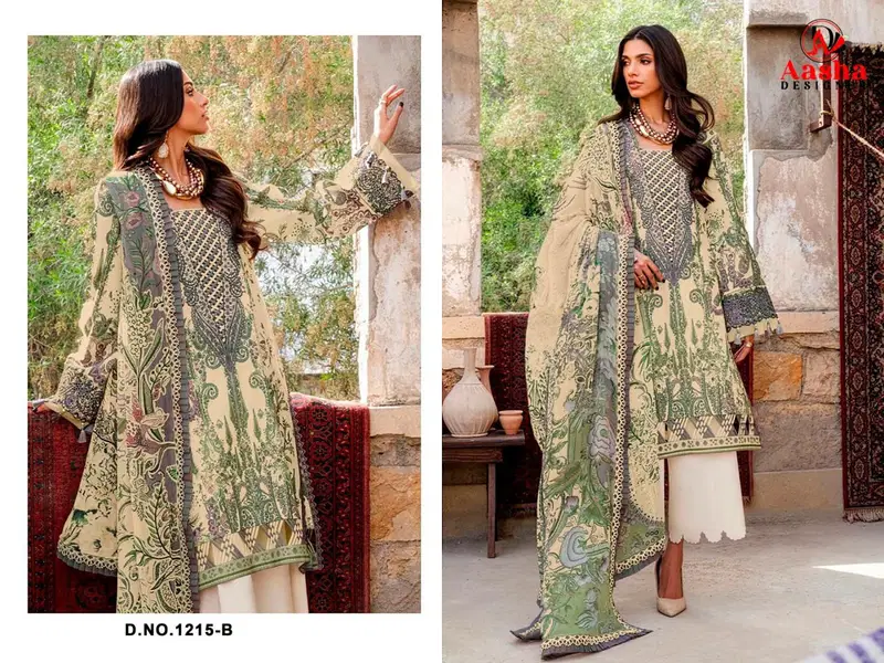 Aasha 1215 A And B Cotton Dupatta Cotton Printed Patch Embroidery Salwar Kameez