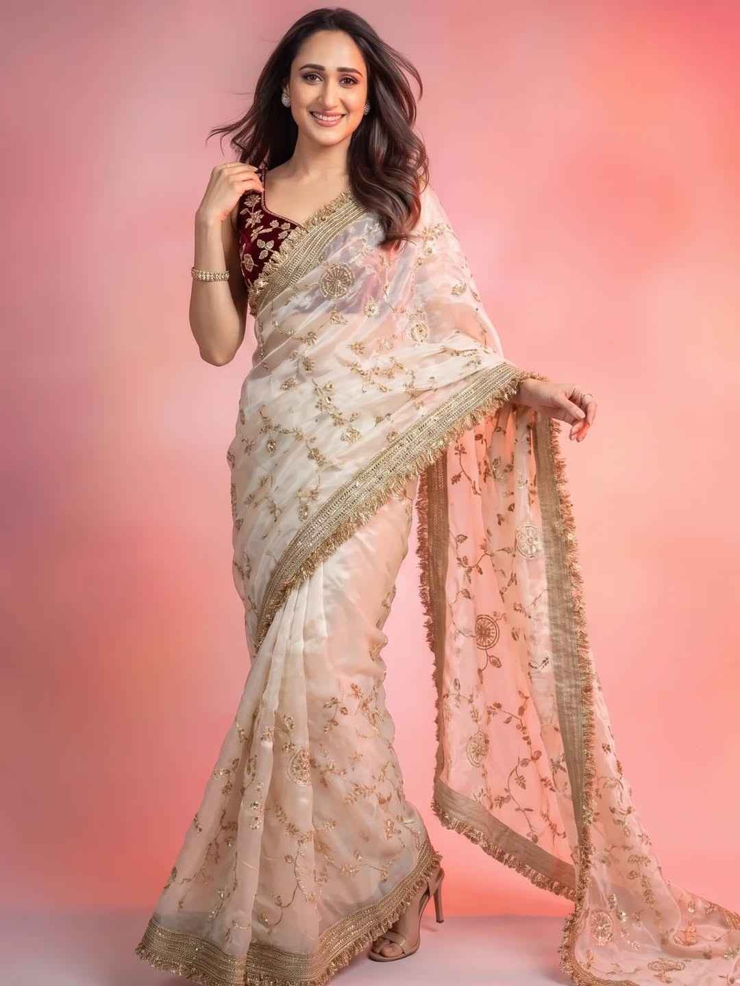 Kc 988 Space Silk Sequence Handworked Premium Saree Collection