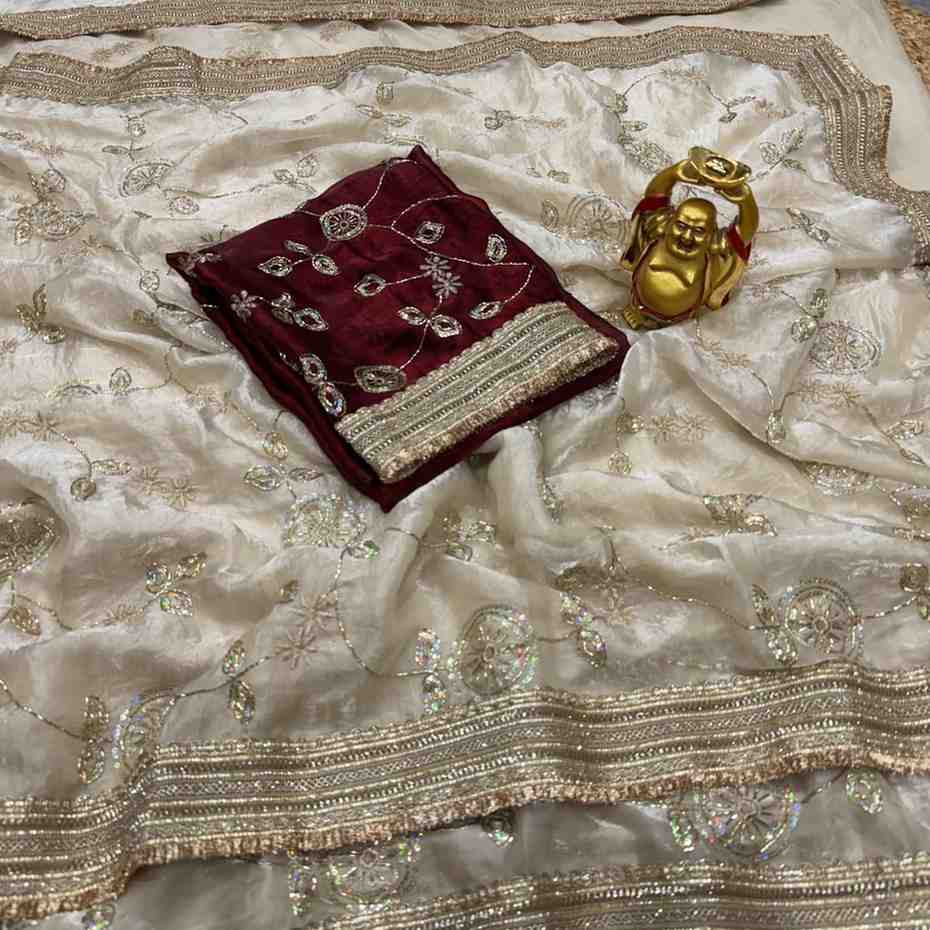Kc 988 Space Silk Sequence Handworked Premium Saree Collection