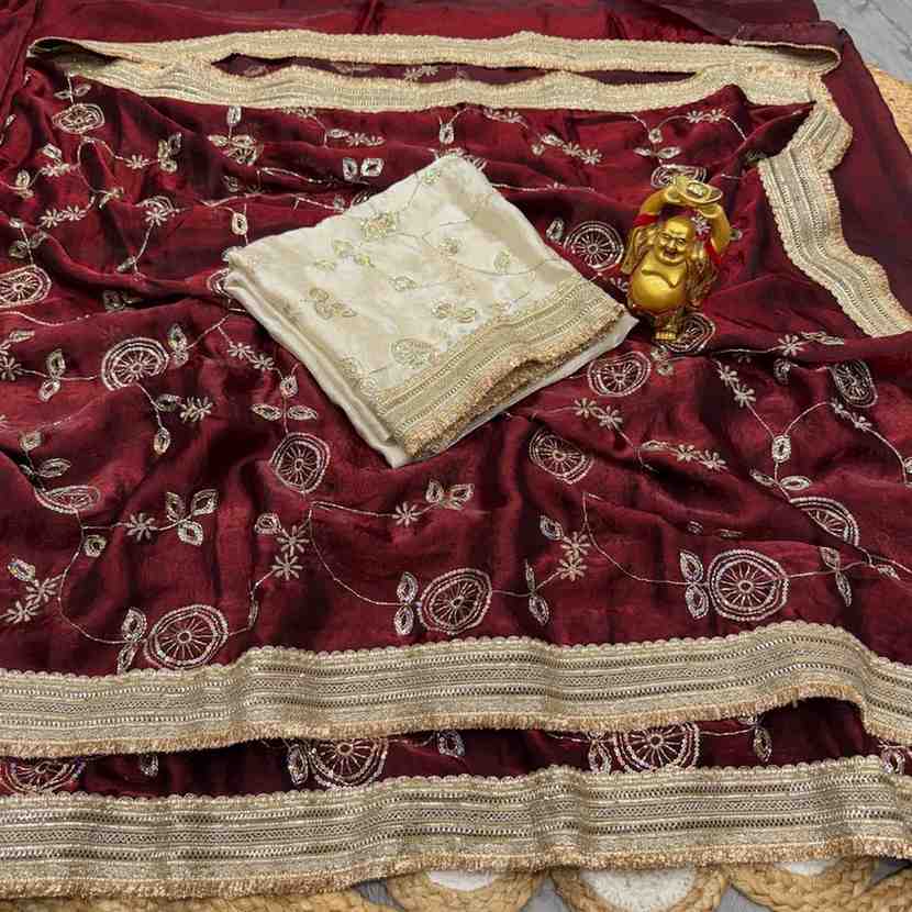 Kc 988 Space Silk Sequence Handworked Premium Saree Collection