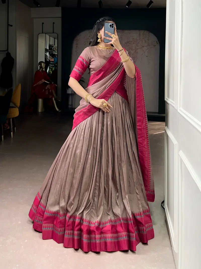 Taraa L 1901 Pure Chanderi Thread Work Lehenga Choli Collection