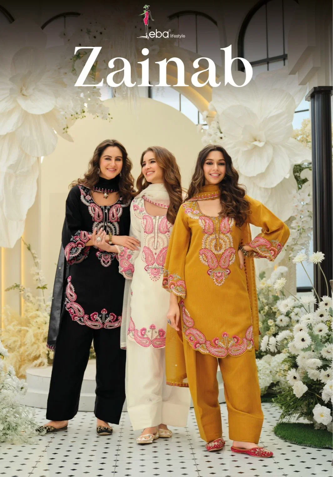 Eba Zainab Slub Organza Beads Work Salwar Kameez