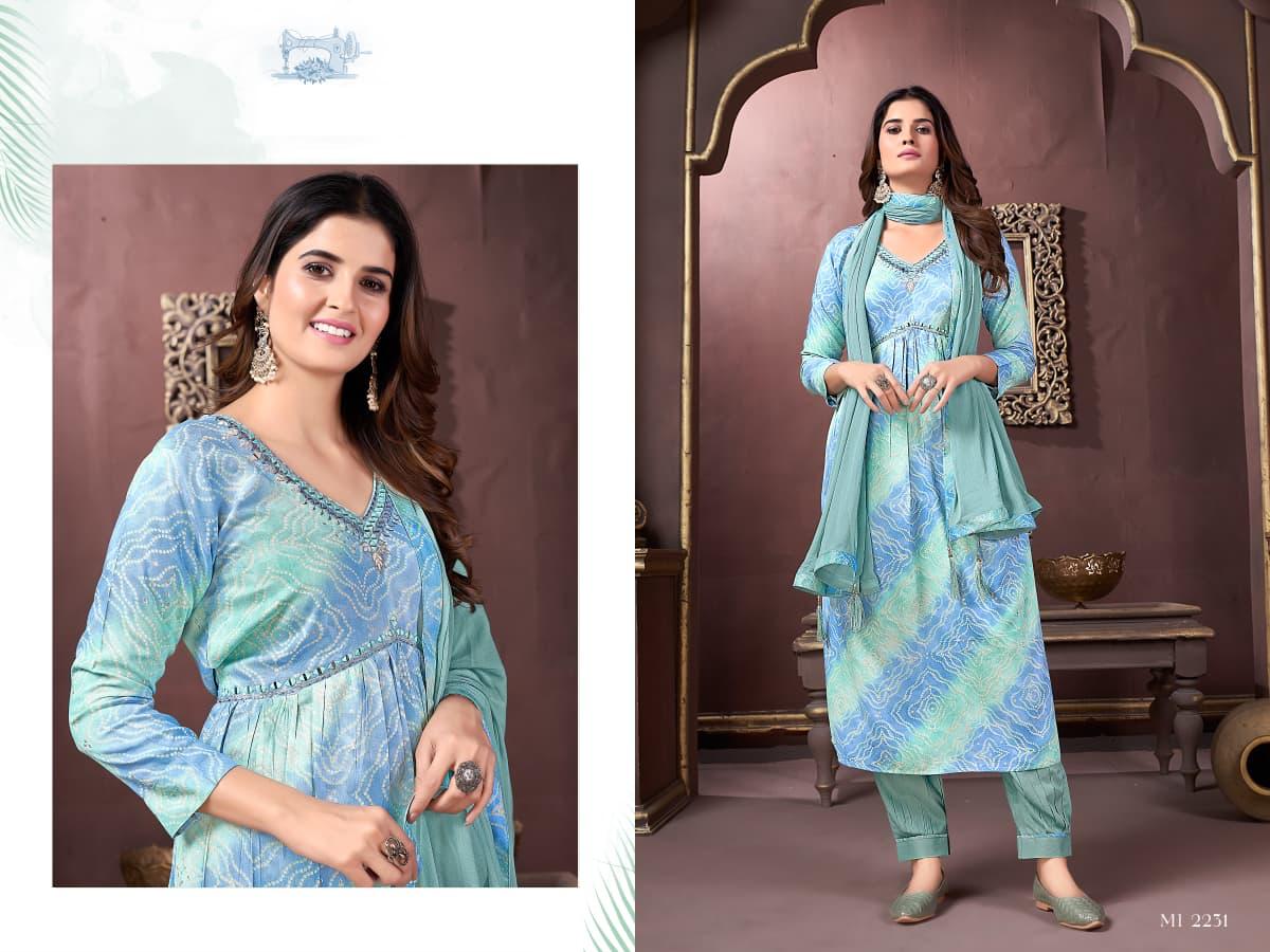 Lekha Sal Afghani Alia Vol 3 Rayon Handwork Kurti Bottom With Dupatta