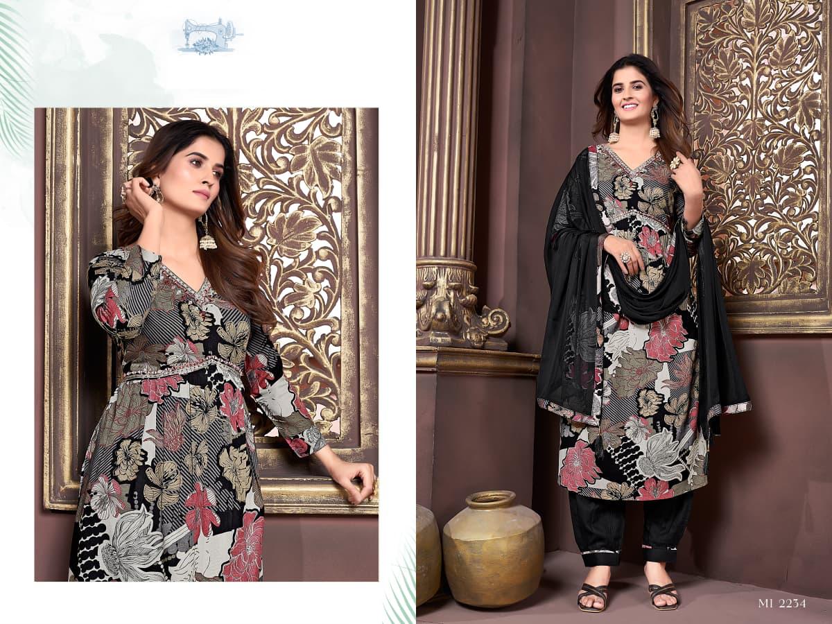 Lekha Sal Afghani Alia Vol 3 Rayon Handwork Kurti Bottom With Dupatta