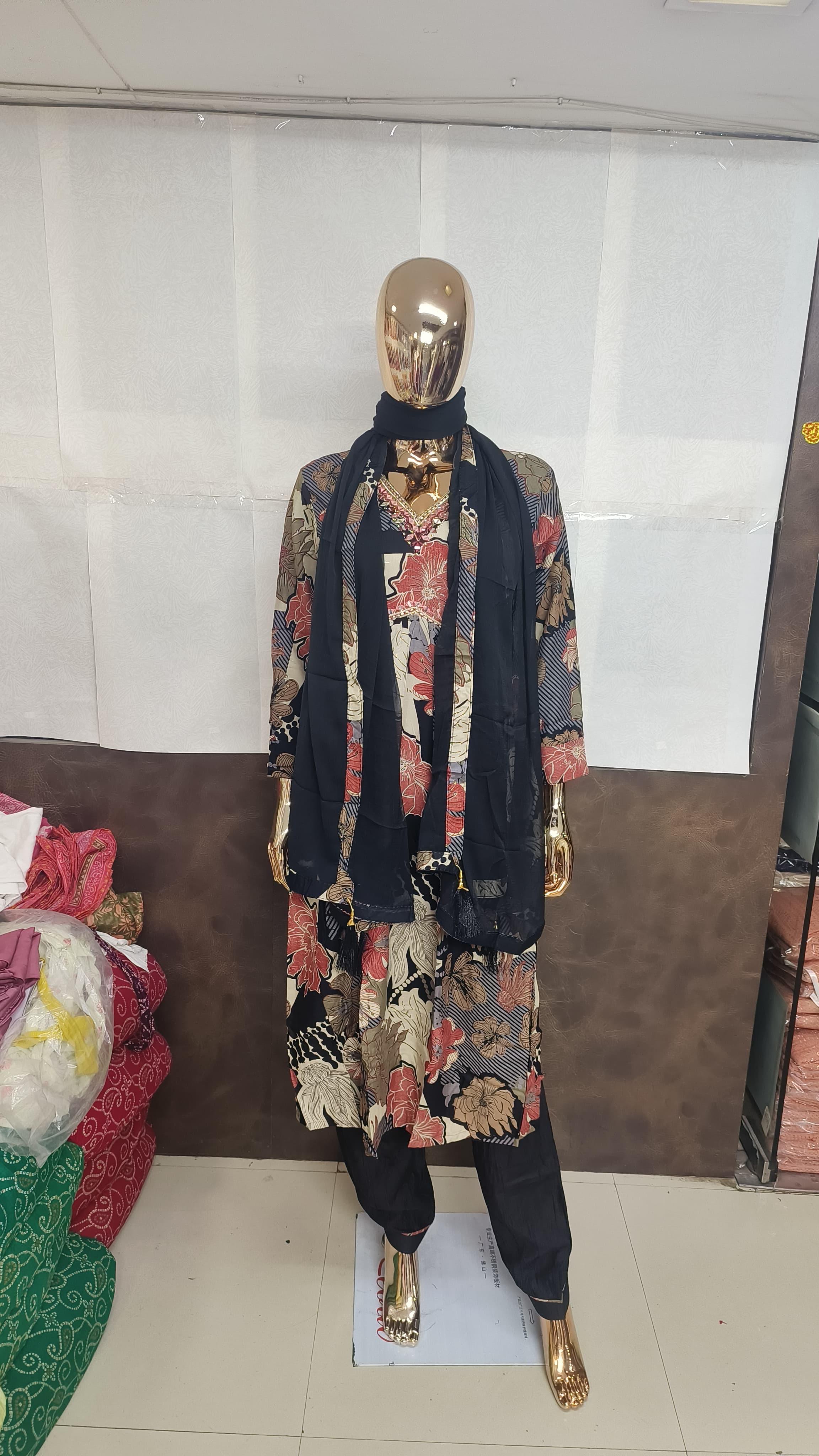 Lekha Sal Afghani Alia Vol 3 Rayon Handwork Kurti Bottom With Dupatta