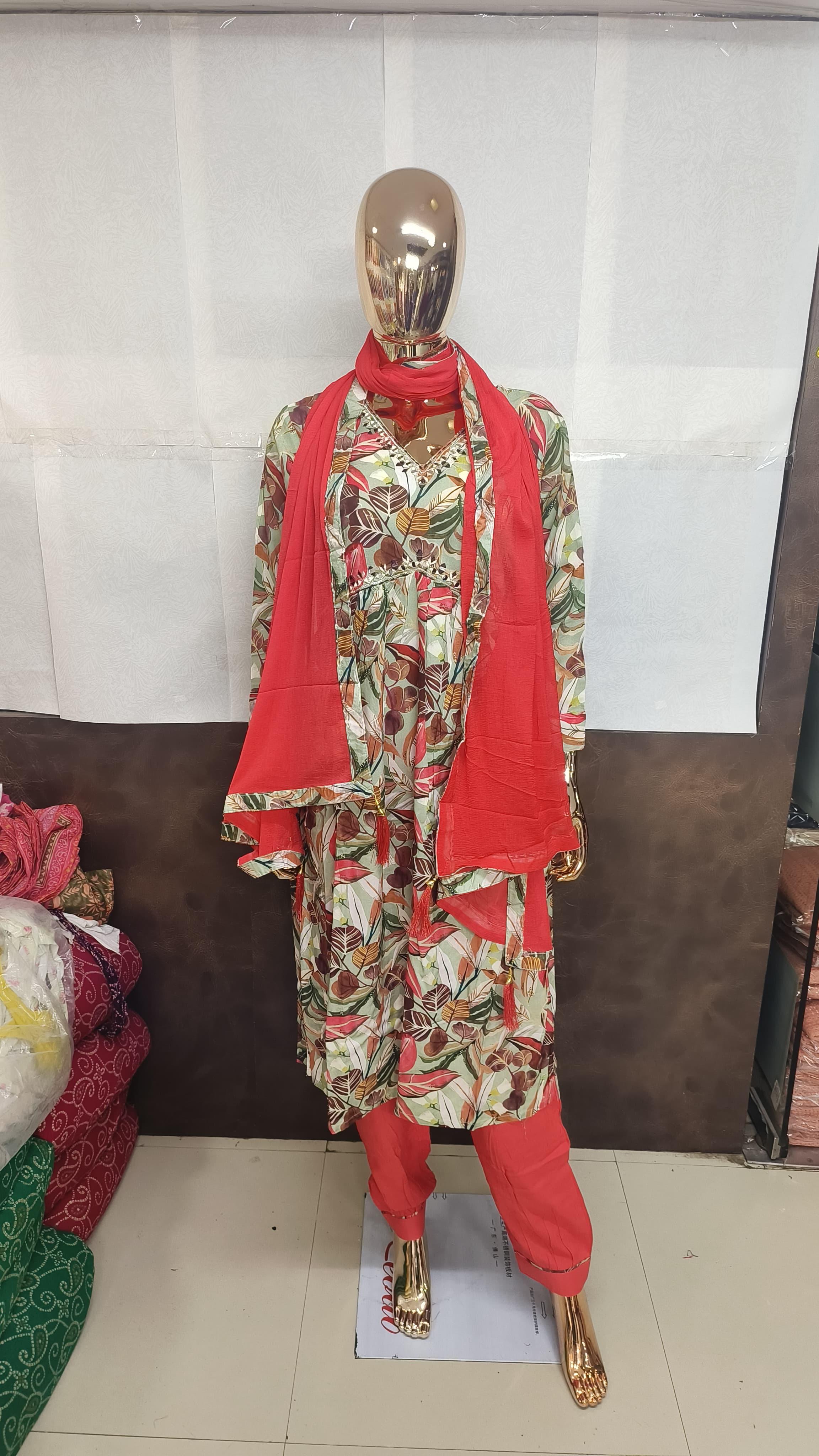 Lekha Sal Afghani Alia Vol 3 Rayon Handwork Kurti Bottom With Dupatta