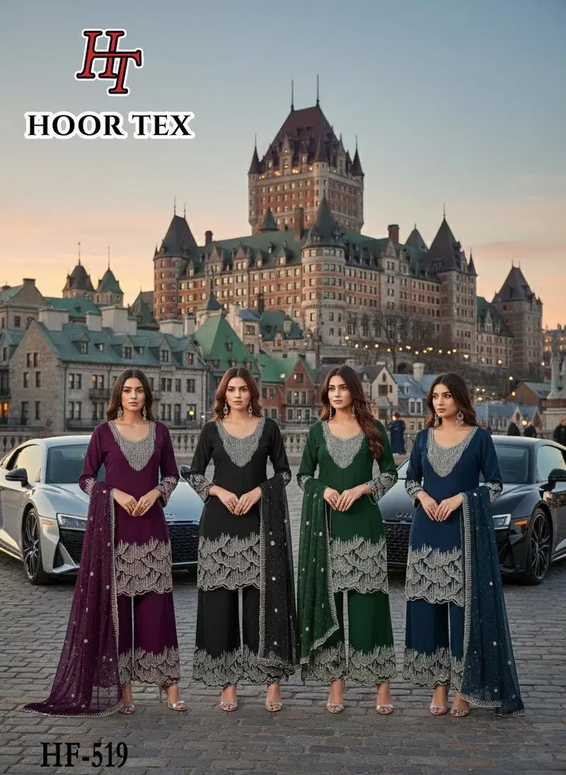 Hoor Tex 519 A To D Blooming Georgette With Zarkan Worked Salwar Kameez