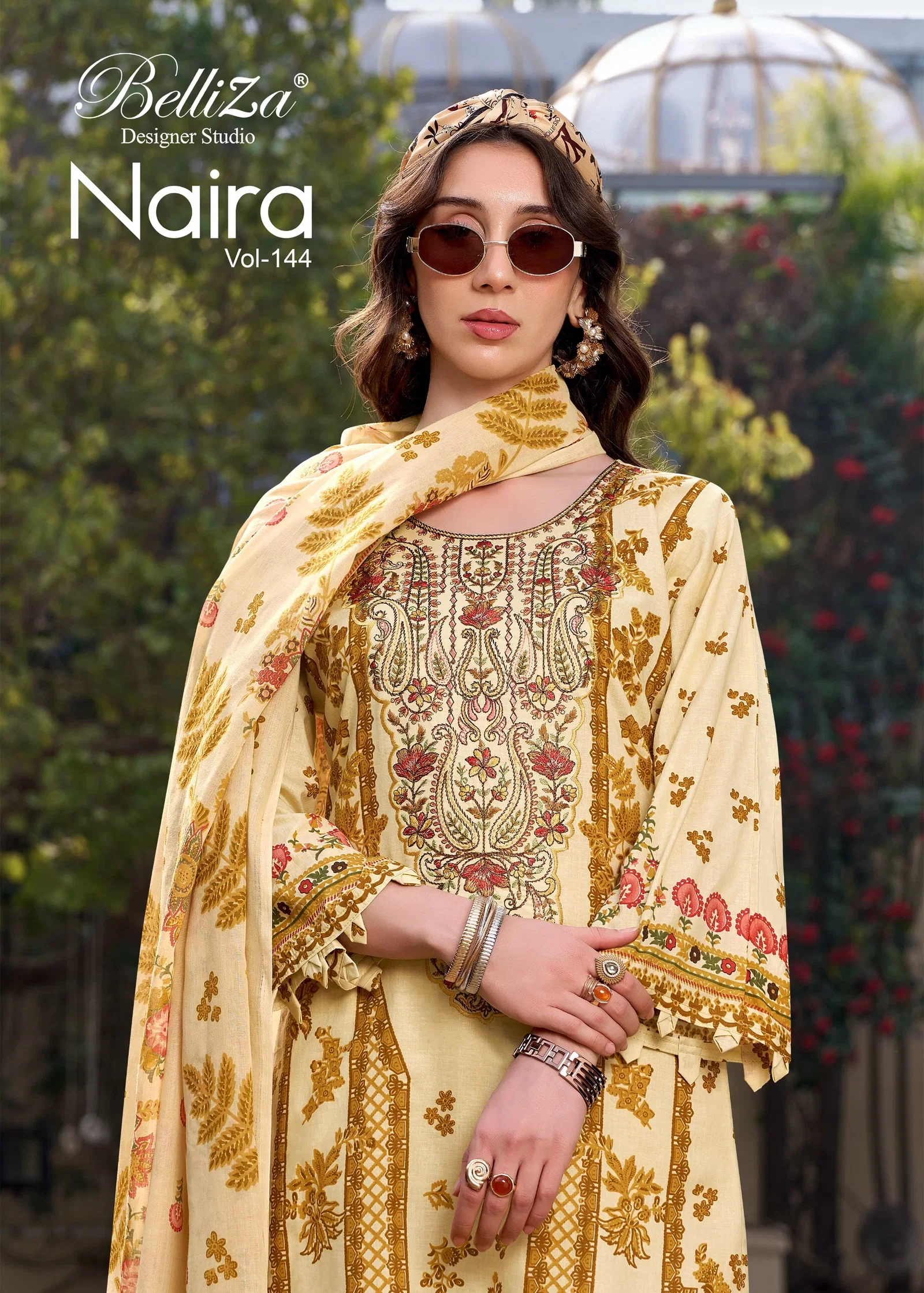 Belliza Naira Vol 144 Cotton Print With Embroidered Dress Material