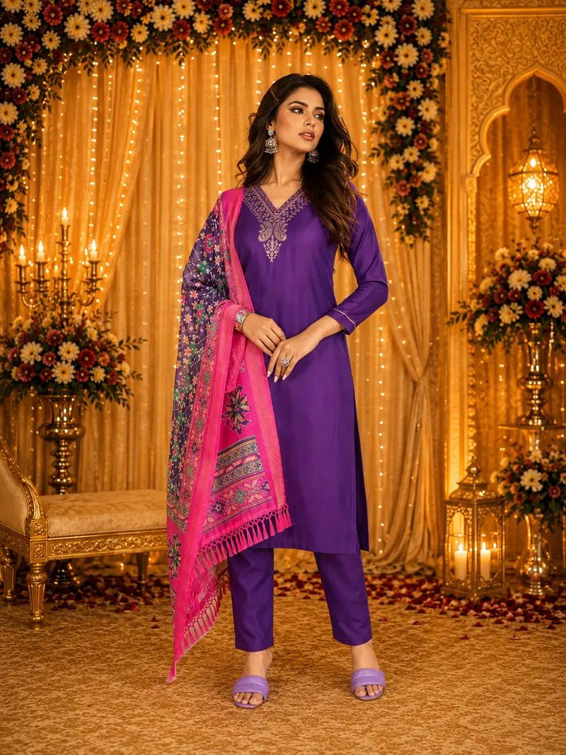 9Star Sweet Hit Cotton Blend Embroidery Worked Kurti Set Collection