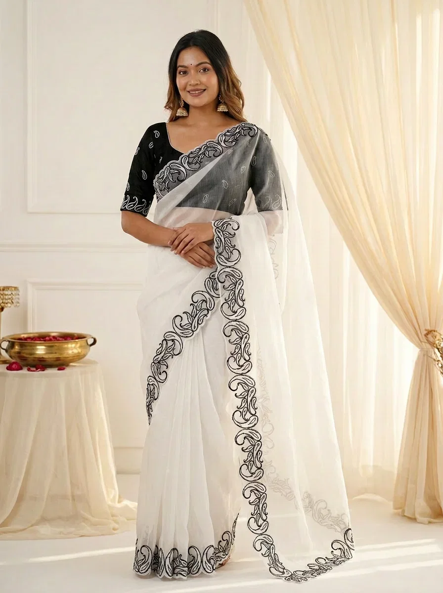Vt 856 T Crunchy Silk Embroidered Cut Work Saree Collection