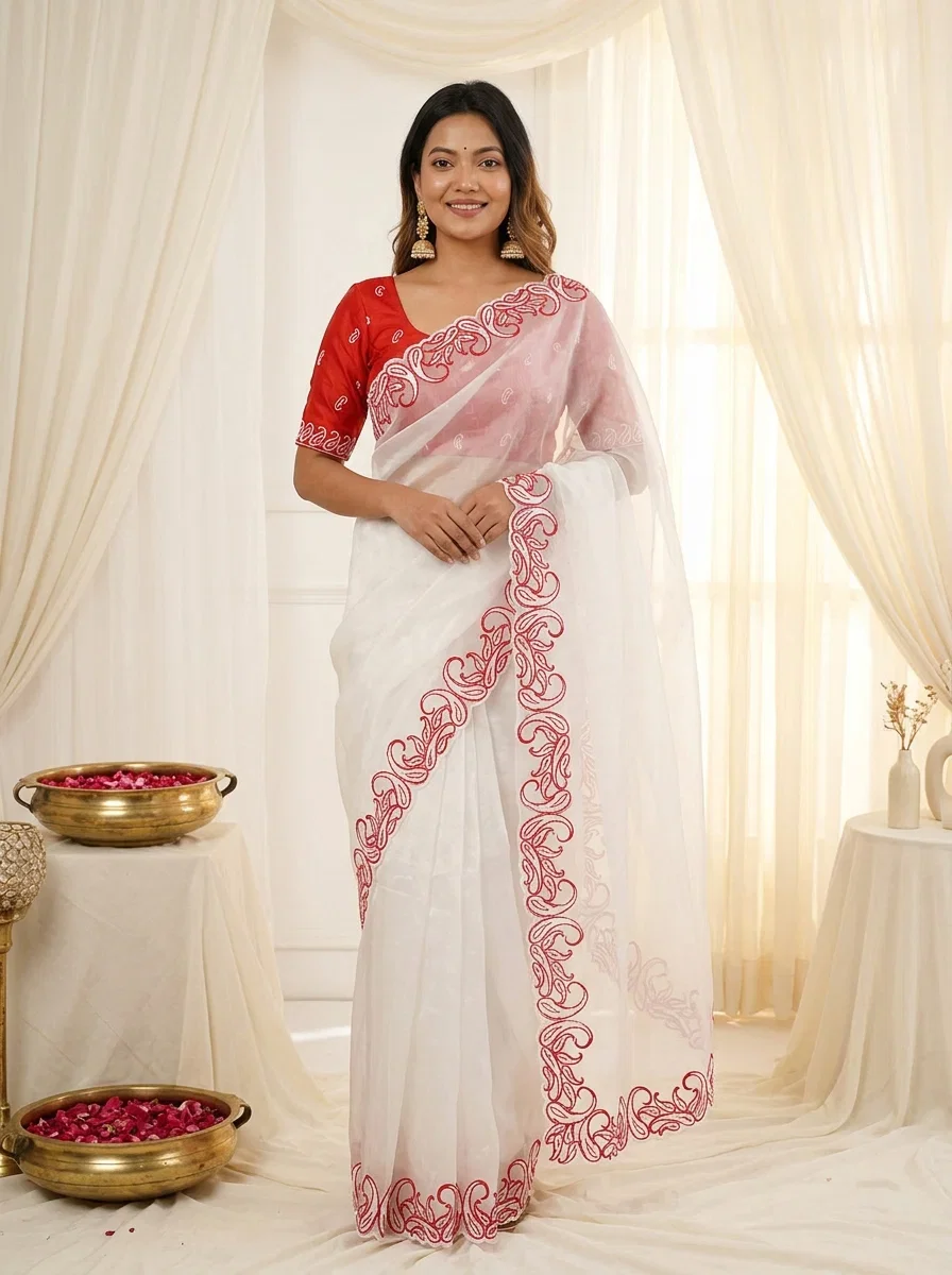 Vt 856 T Crunchy Silk Embroidered Cut Work Saree Collection