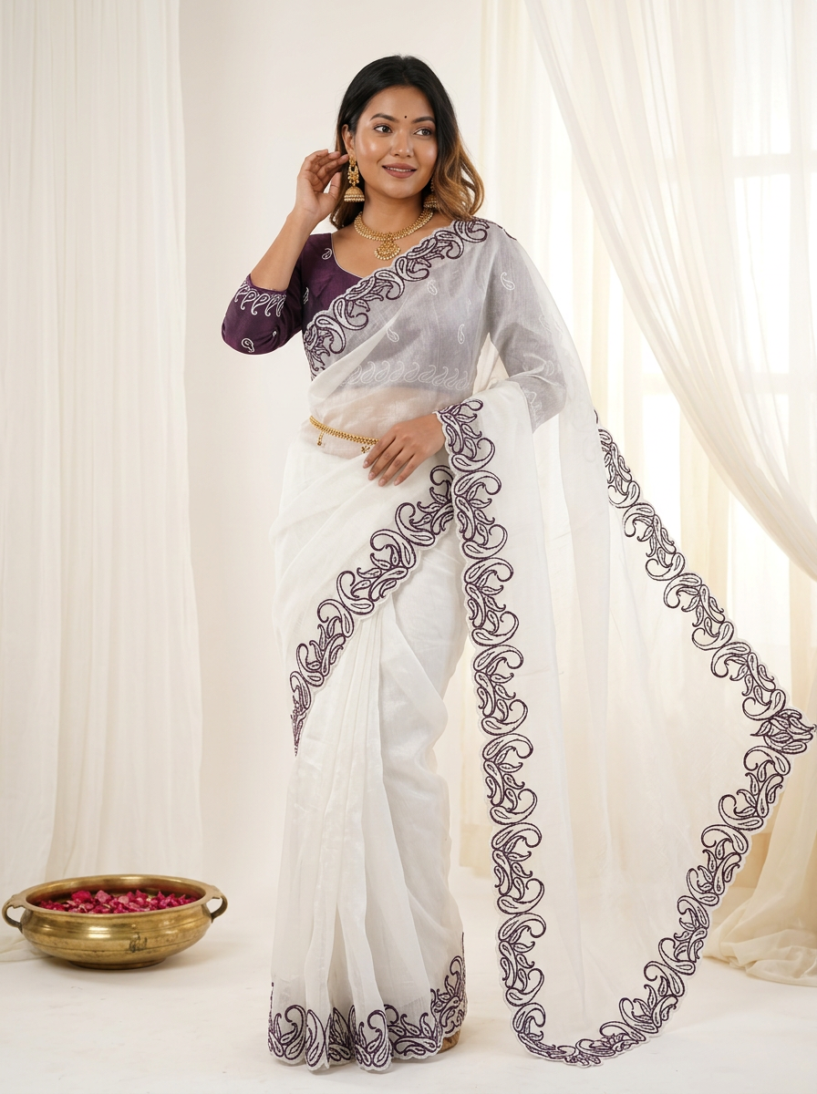 Vt 856 T Crunchy Silk Embroidered Cut Work Saree Collection