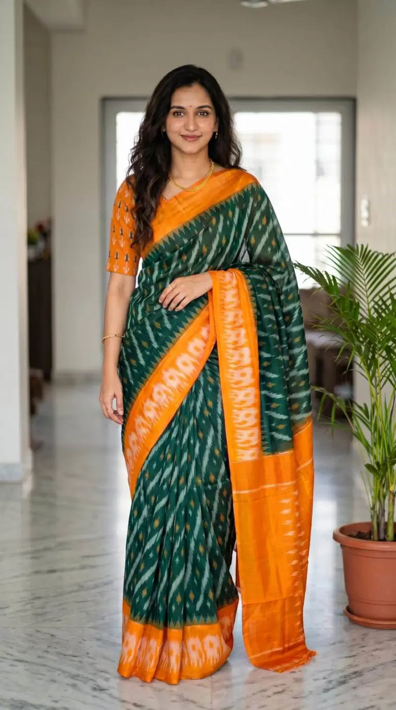 Sckr Ikkat D Linen Ikkat Printed Saree Collection