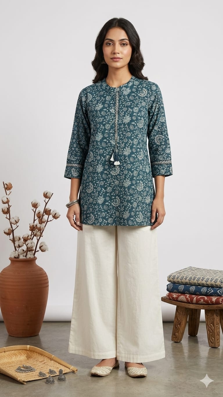 Naisha Short Kurti Vol 2 Cotton Tie Lace Tops