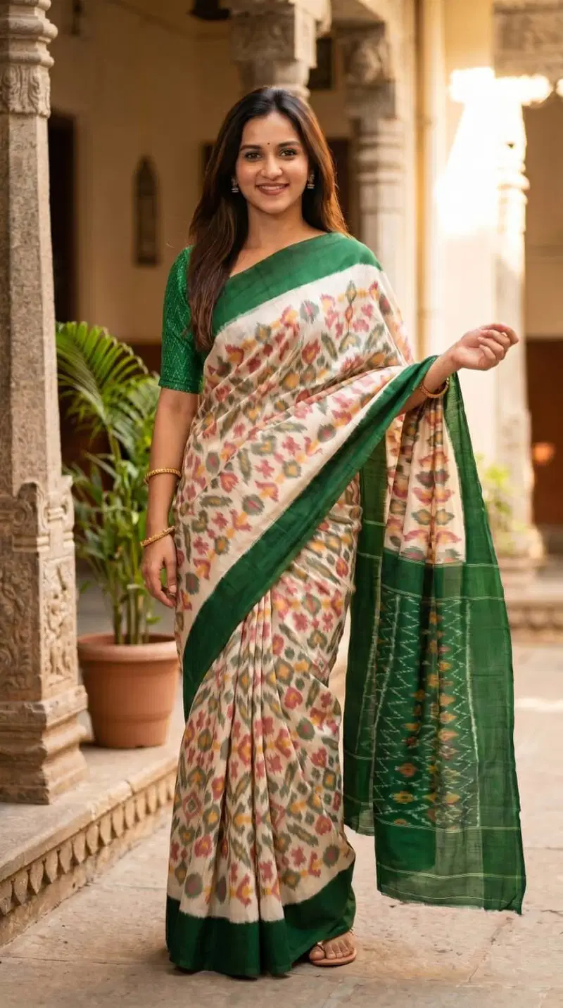 Sckr Ikkat C Linen Ikkat Printed Woven Saree Collection
