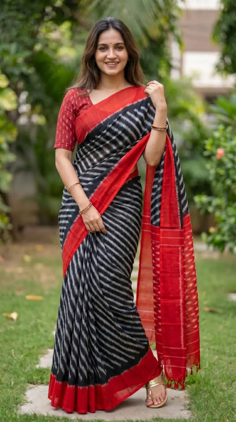 Sckr Ikkat C Linen Ikkat Printed Woven Saree Collection