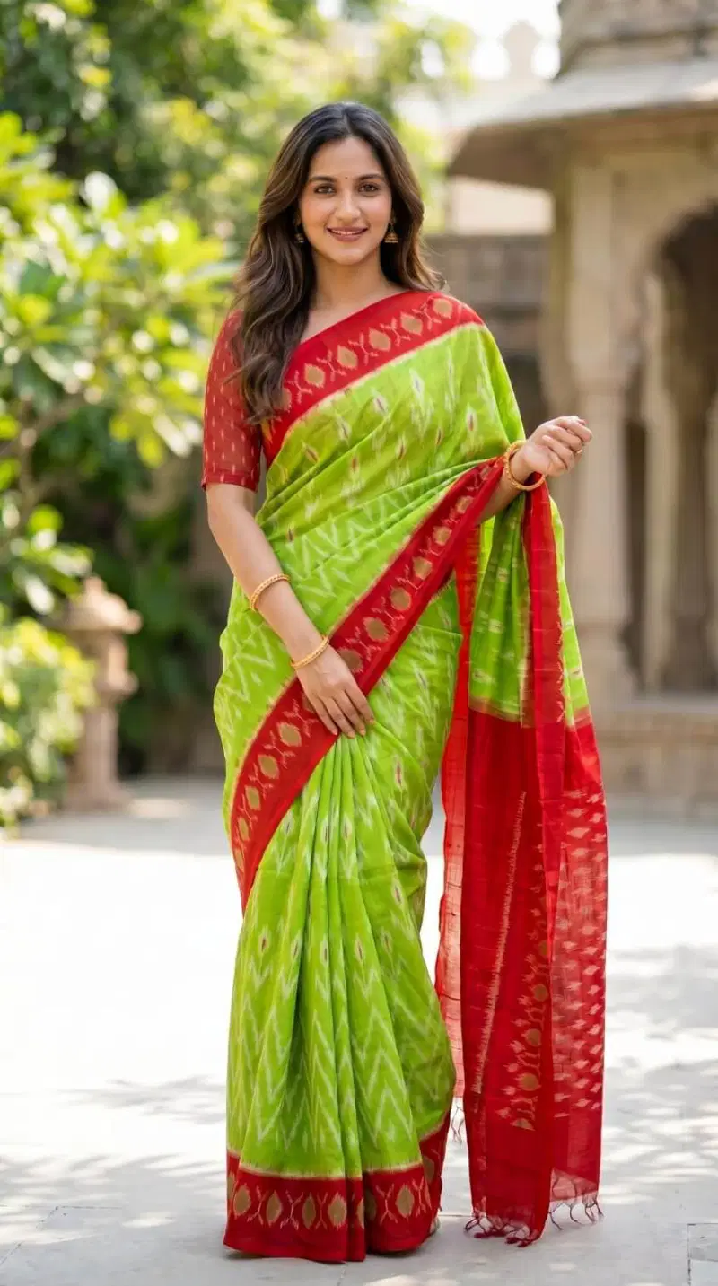 Sckr Ikkat C Linen Ikkat Printed Woven Saree Collection