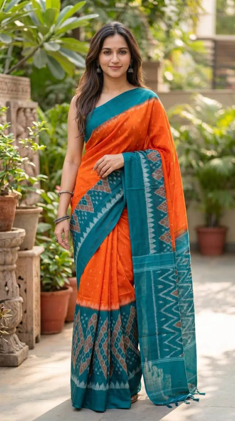 Sckr Ikkat C Linen Ikkat Printed Woven Saree Collection