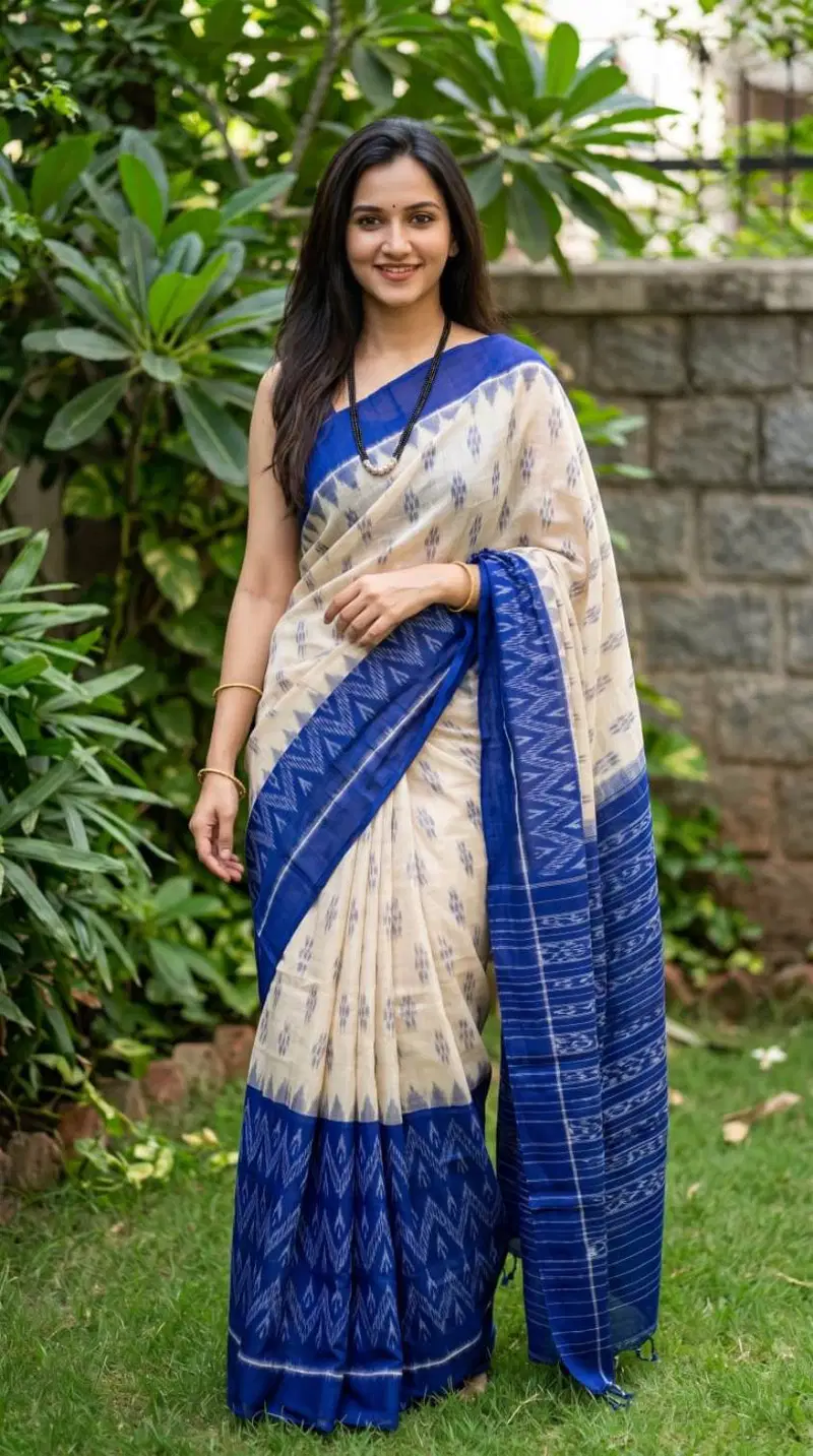 Sckr Ikkat C Linen Ikkat Printed Woven Saree Collection