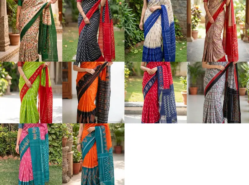 Sckr Ikkat C Linen Ikkat Printed Woven Saree Collection