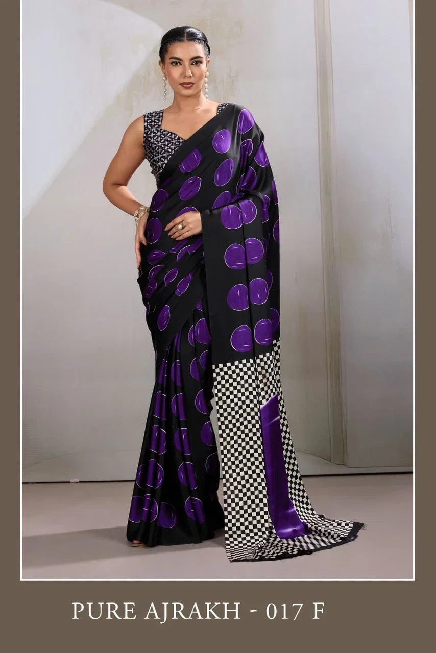 Pure Ajrakh 017 Modal Satin Ajrakh Printed Saree