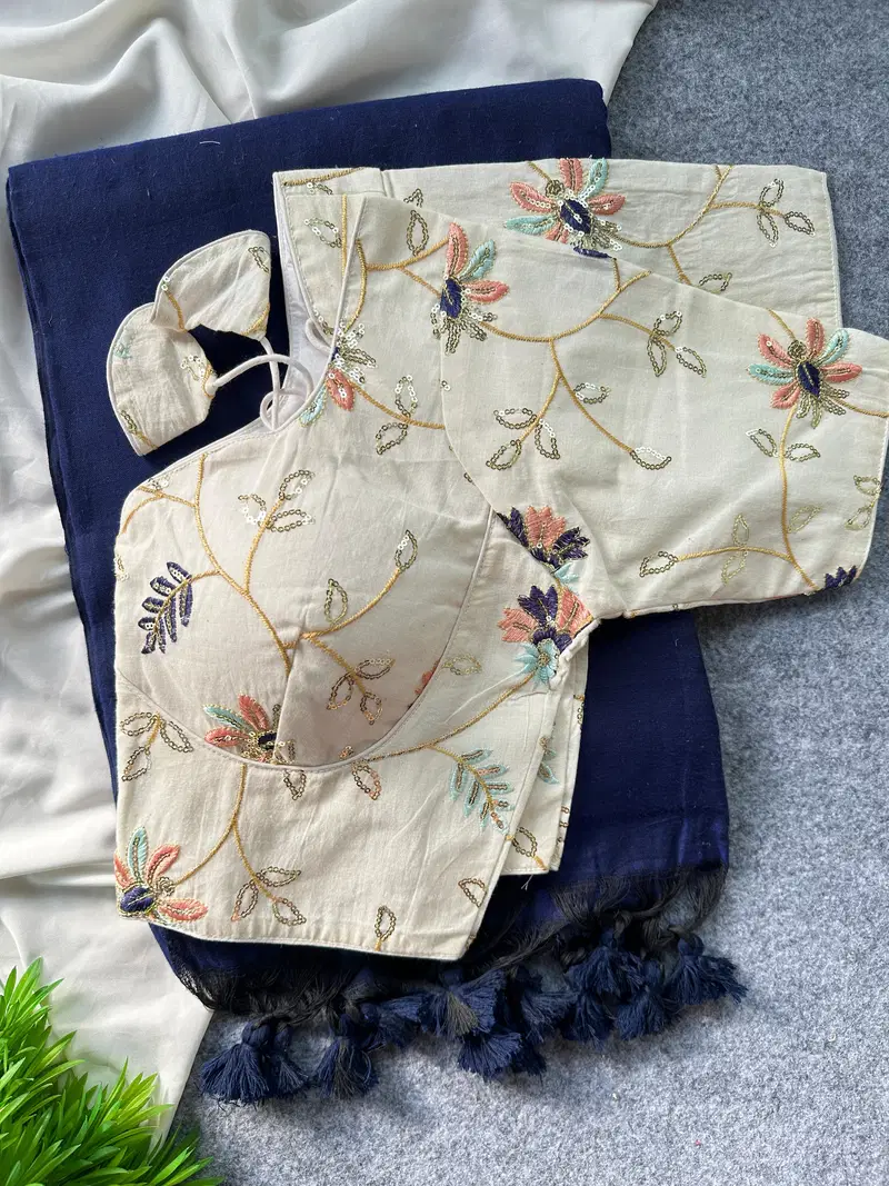 Khadi Vol 26 Khadi Cotton Saree With Embroidered Blouse Collection