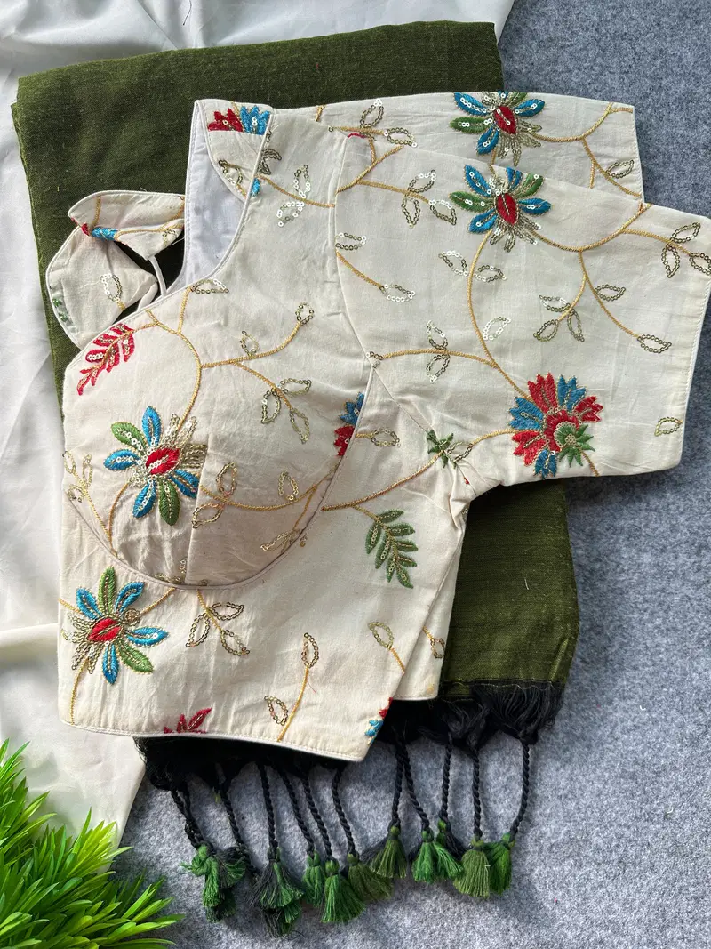 Khadi Vol 26 Khadi Cotton Saree With Embroidered Blouse Collection