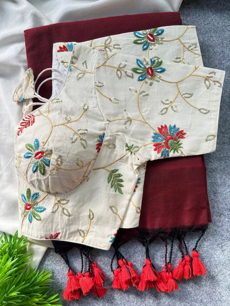 Khadi Vol 26 Khadi Cotton Saree With Embroidered Blouse Collection