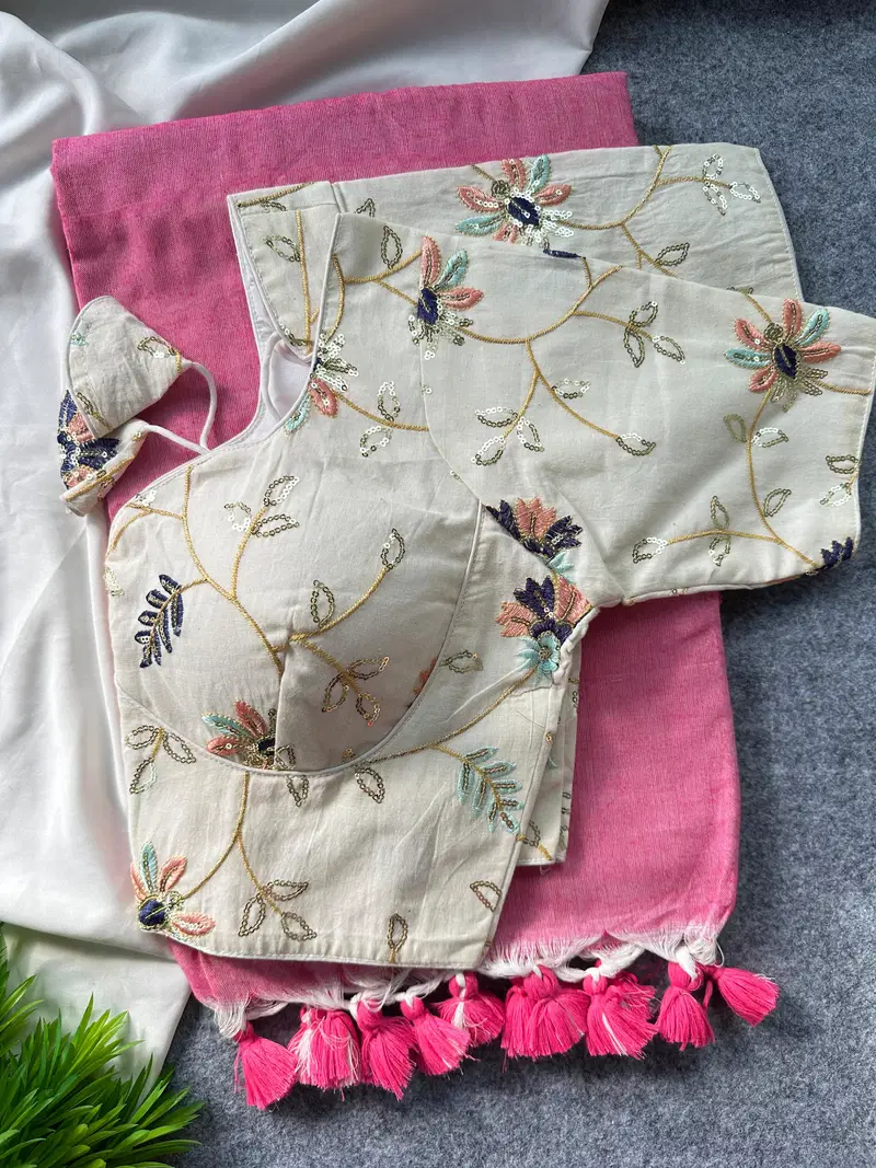 Khadi Vol 26 Khadi Cotton Saree With Embroidered Blouse Collection