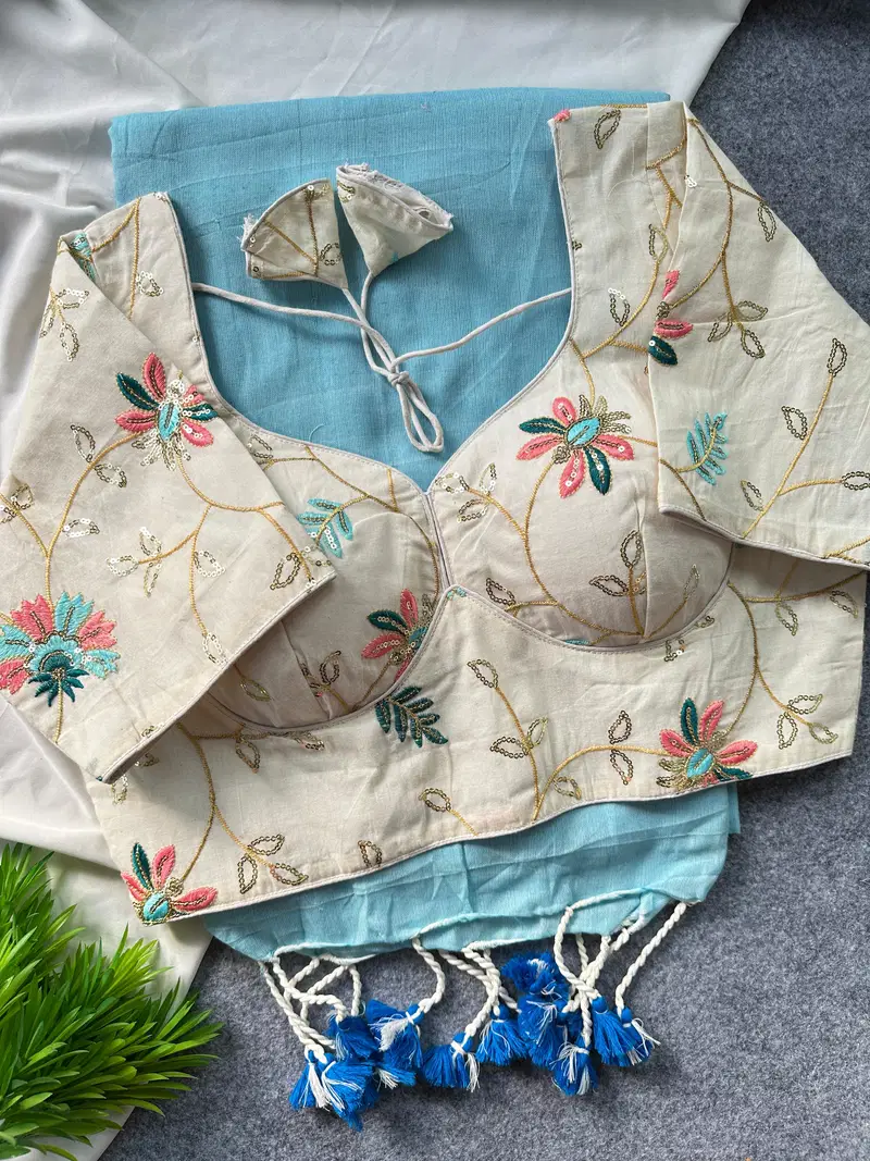 Khadi Vol 26 Khadi Cotton Saree With Embroidered Blouse Collection