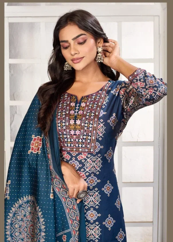 Moksh Gori D No 1434 Chanderi Embroidered Kurti Set Collection