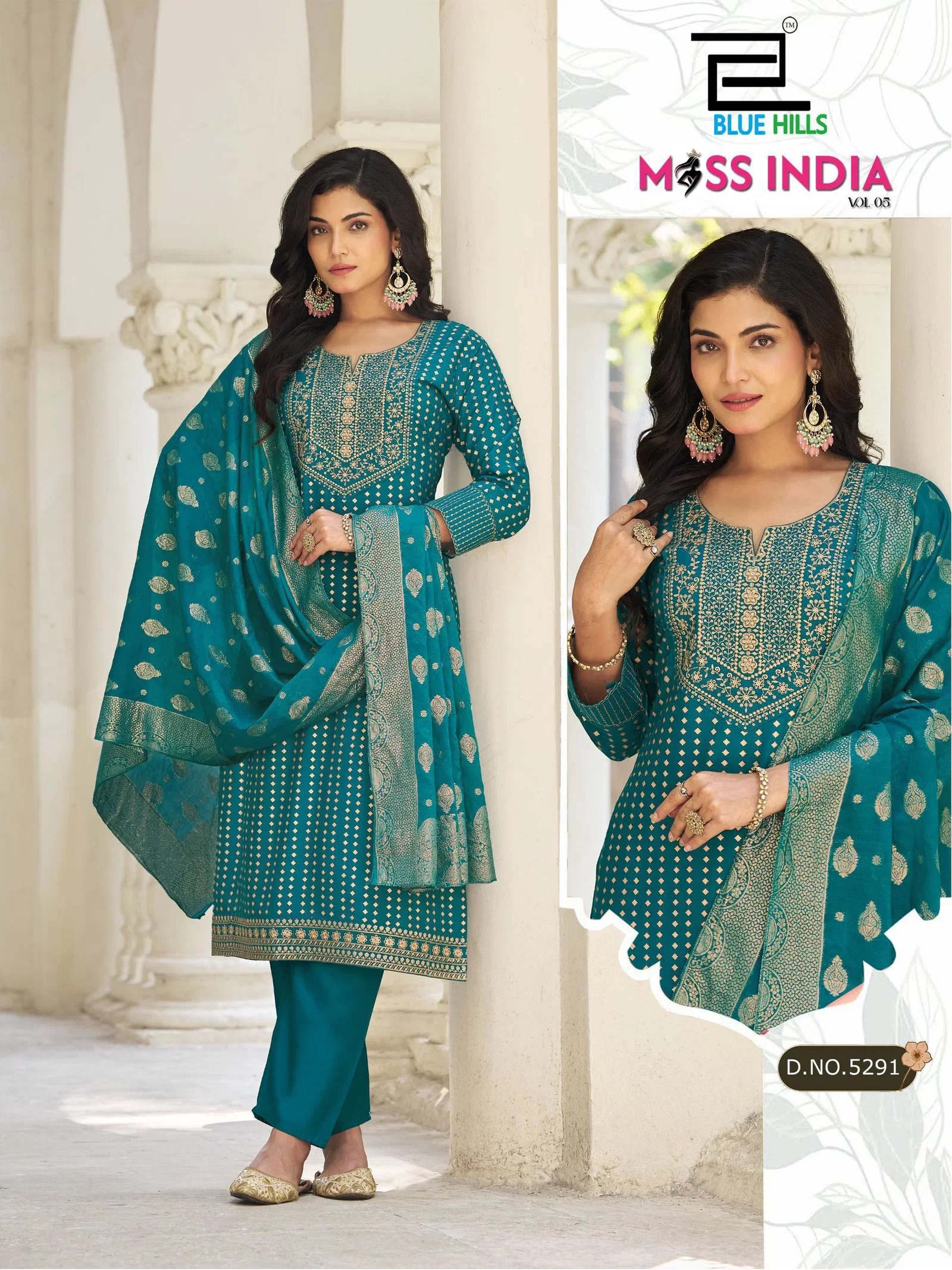 Blue Hills Miss India Vol 5 Plus Size Rayon Foil Printed Kurti With Bottom Dupatta