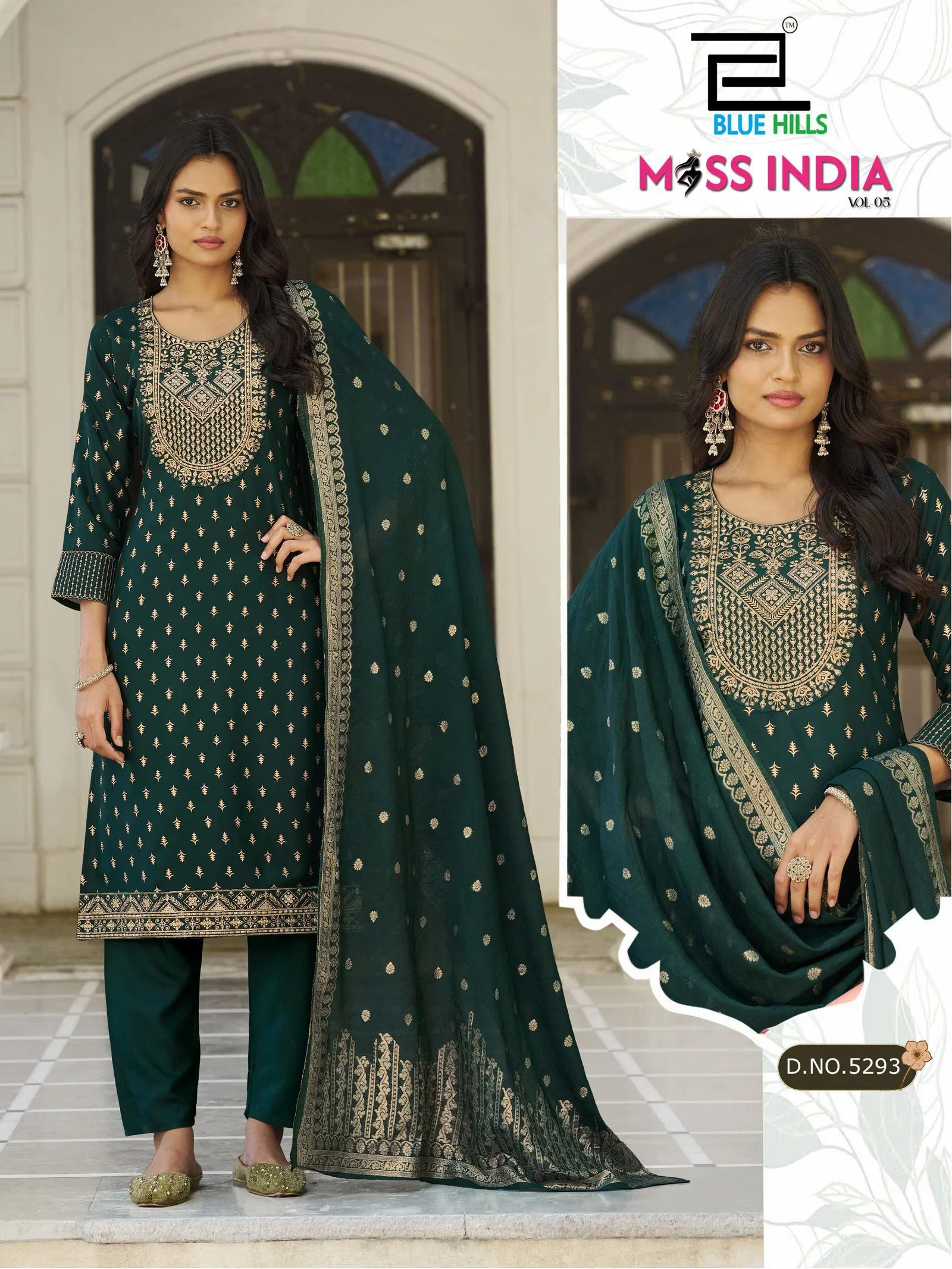 Blue Hills Miss India Vol 5 Plus Size Rayon Foil Printed Kurti With Bottom Dupatta