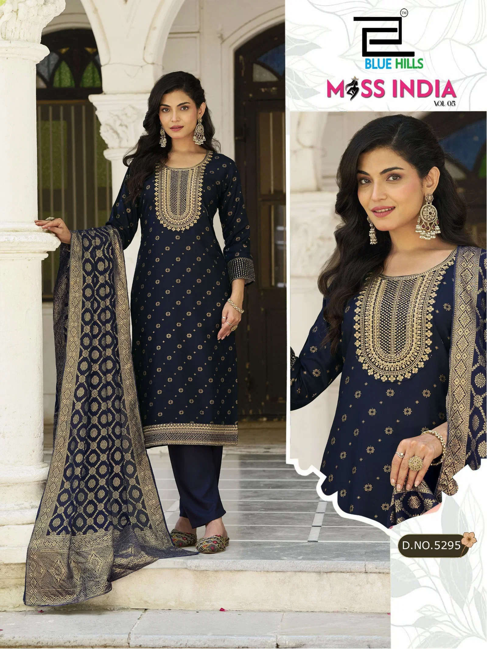 Blue Hills Miss India Vol 5 Plus Size Rayon Foil Printed Kurti With Bottom Dupatta