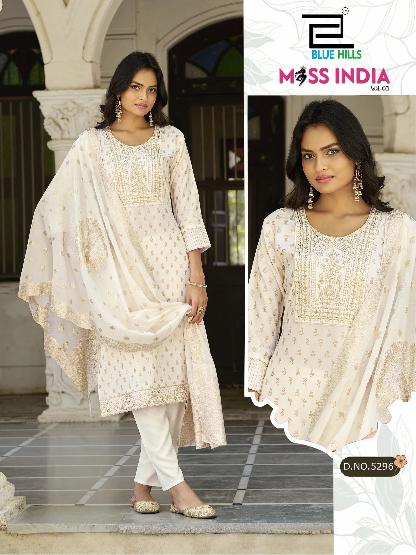 Blue Hills Miss India Vol 5 Plus Size Rayon Foil Printed Kurti With Bottom Dupatta