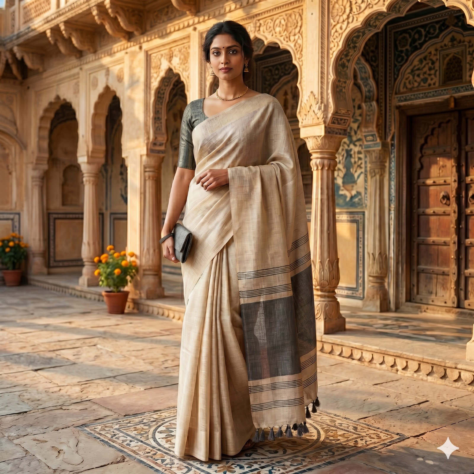 VLC Monika Pure Mysore Silk Soft Linen Jacquard Weaving Saree