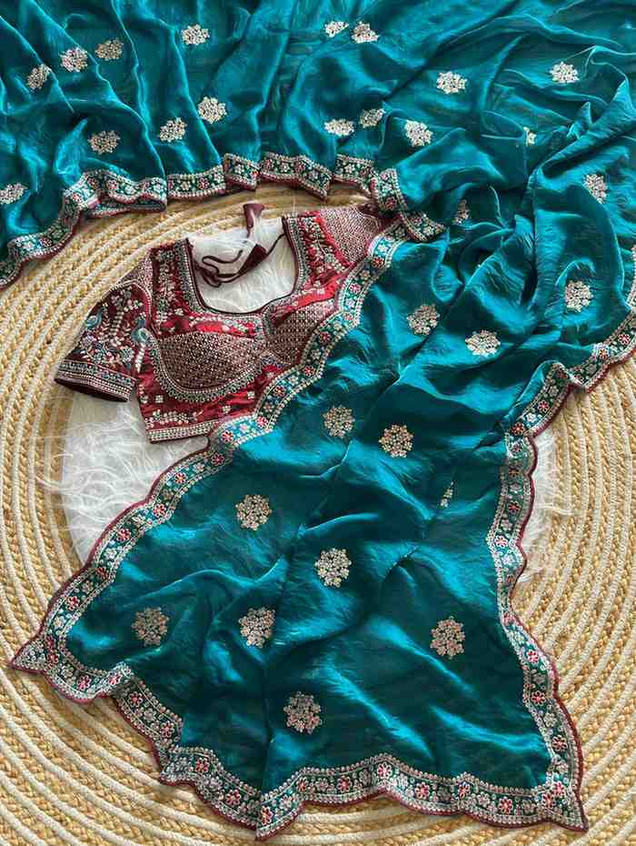 Kc 4066 Fandy Sattin Silk Sequence Worked Designer Saree Collection