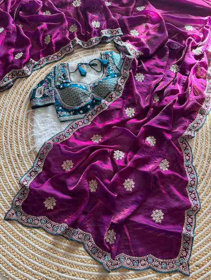Kc 4066 Fandy Sattin Silk Sequence Worked Designer Saree Collection