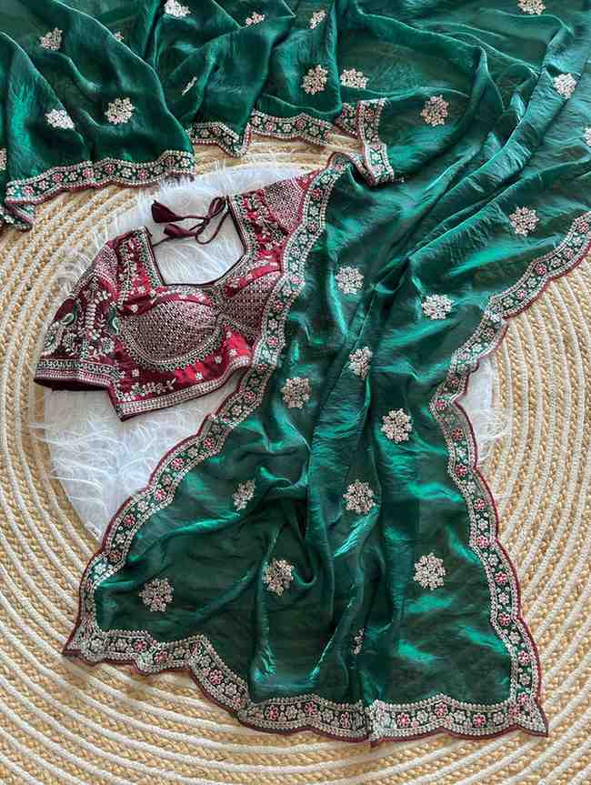Kc 4066 Fandy Sattin Silk Sequence Worked Designer Saree Collection