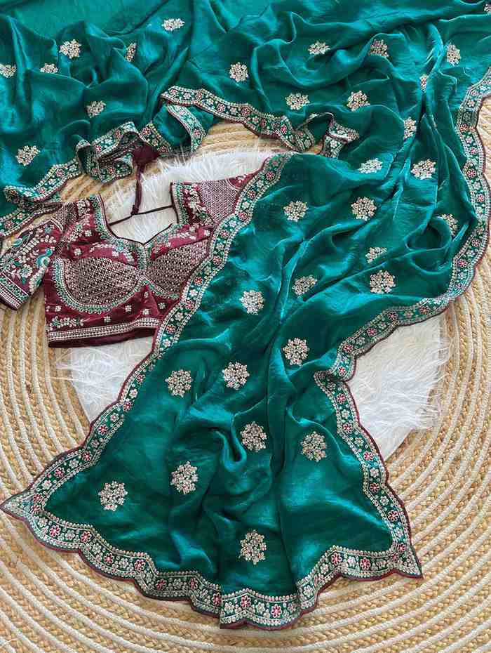 Kc 4066 Fandy Sattin Silk Sequence Worked Designer Saree Collection