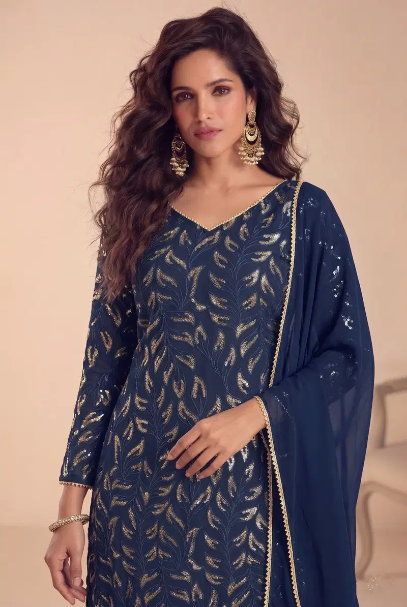Kb Super Hit 3320 Georgette Sequence Worked Salwar Kameez Collection