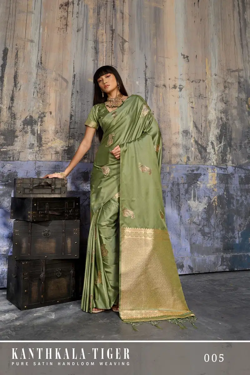 Rajtex Kanthkala Tiger Satin Handloom Weaving Silk Saree Collection
