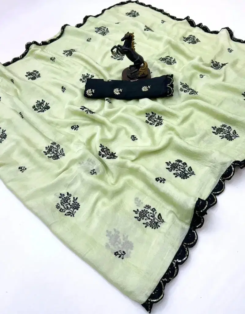 Zerakis Saree Ah Star Georgette Embroidered Saree Collection