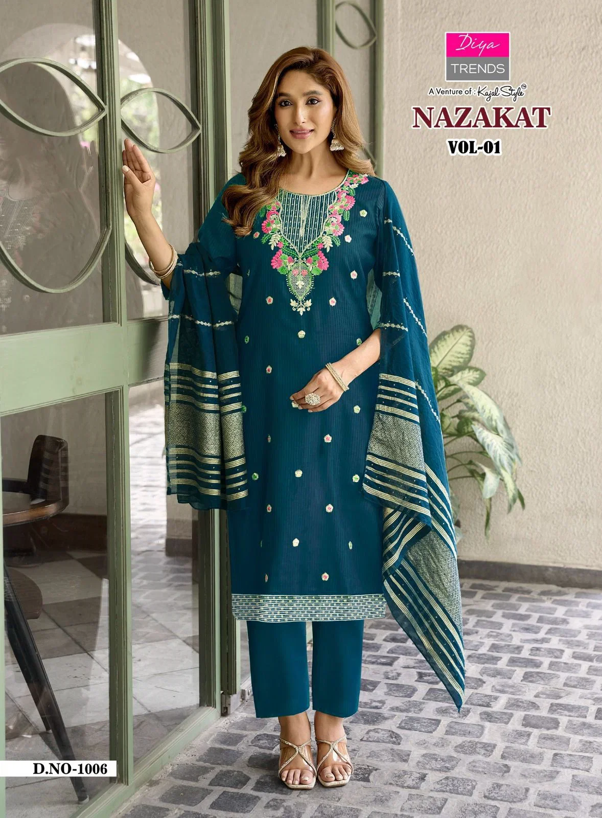 Nazakat Vol 1 By Diya Trends Barlin Embroidered Kurti With Bottom Dupatta