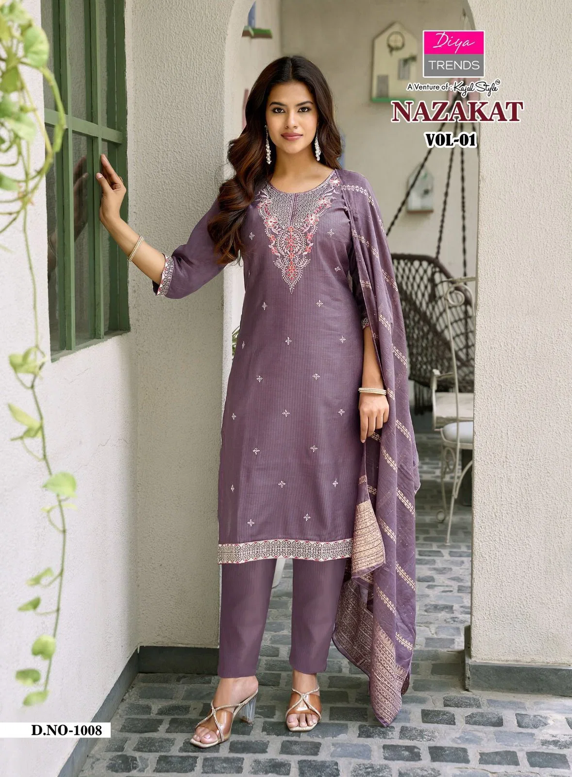 Nazakat Vol 1 By Diya Trends Barlin Embroidered Kurti With Bottom Dupatta