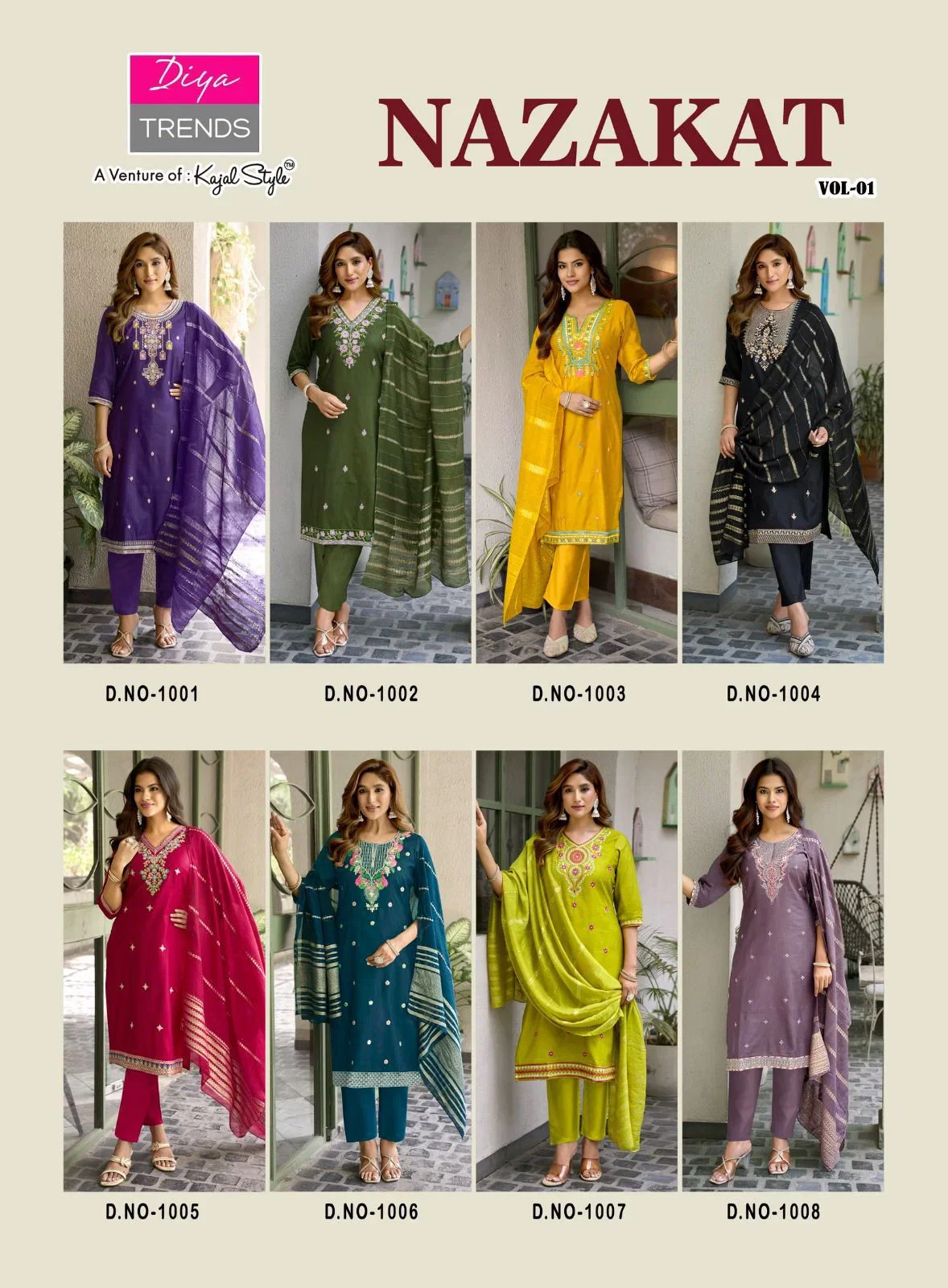 Nazakat Vol 1 By Diya Trends Barlin Embroidered Kurti With Bottom Dupatta