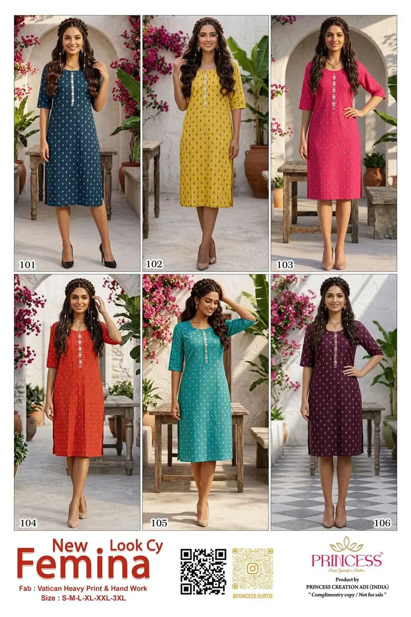 Princess New Femina Vartican Printed Fancy Kurti Collection